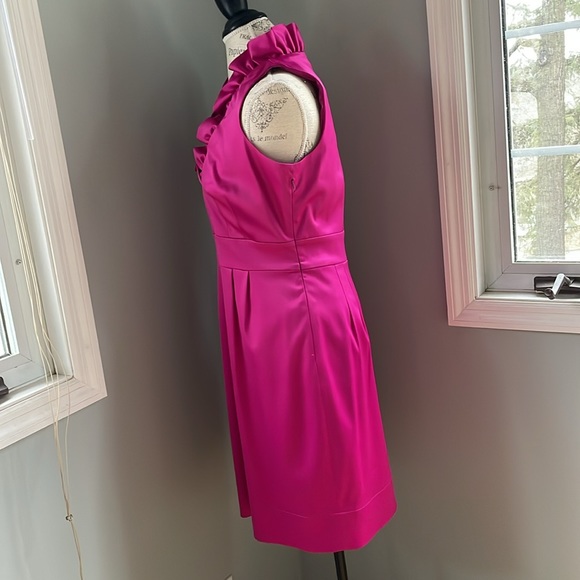 Just Taylor pink/raspberry satin high ruffled occasion dress EUC size 8 - Picture 3 of 9